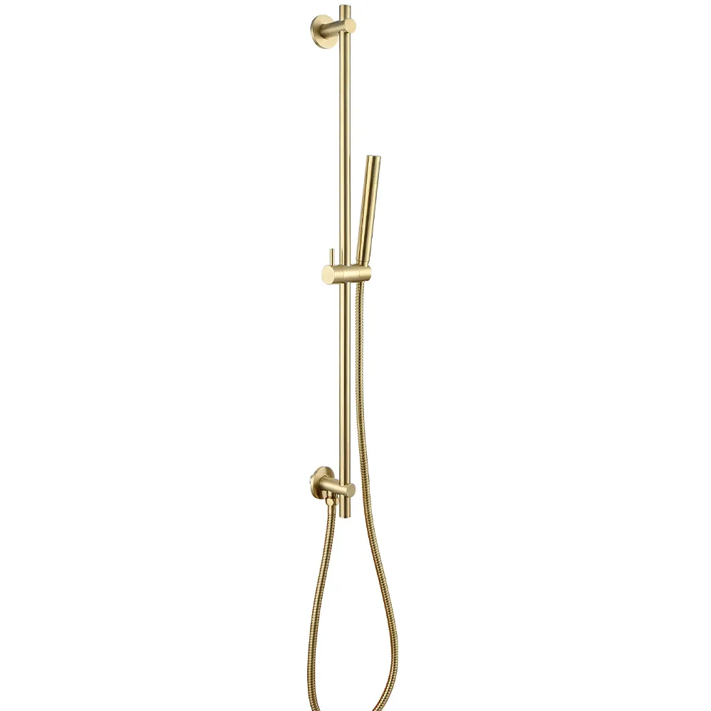 Brushed Brass Shower Slider Rail Kit with Handset and Hose