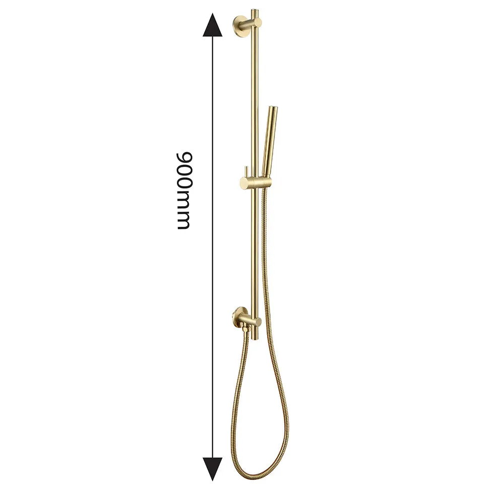 Brushed Brass Shower Slider Rail Kit with Handset and Hose