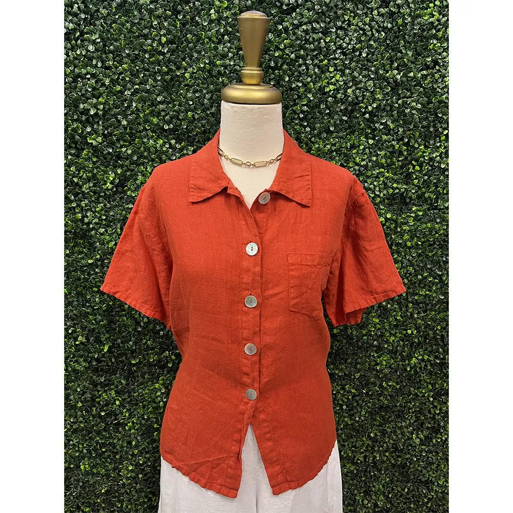 Brynn Ochre Linen Camp Shirt