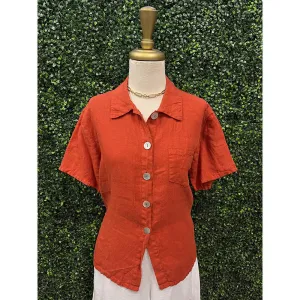 Brynn Ochre Linen Camp Shirt
