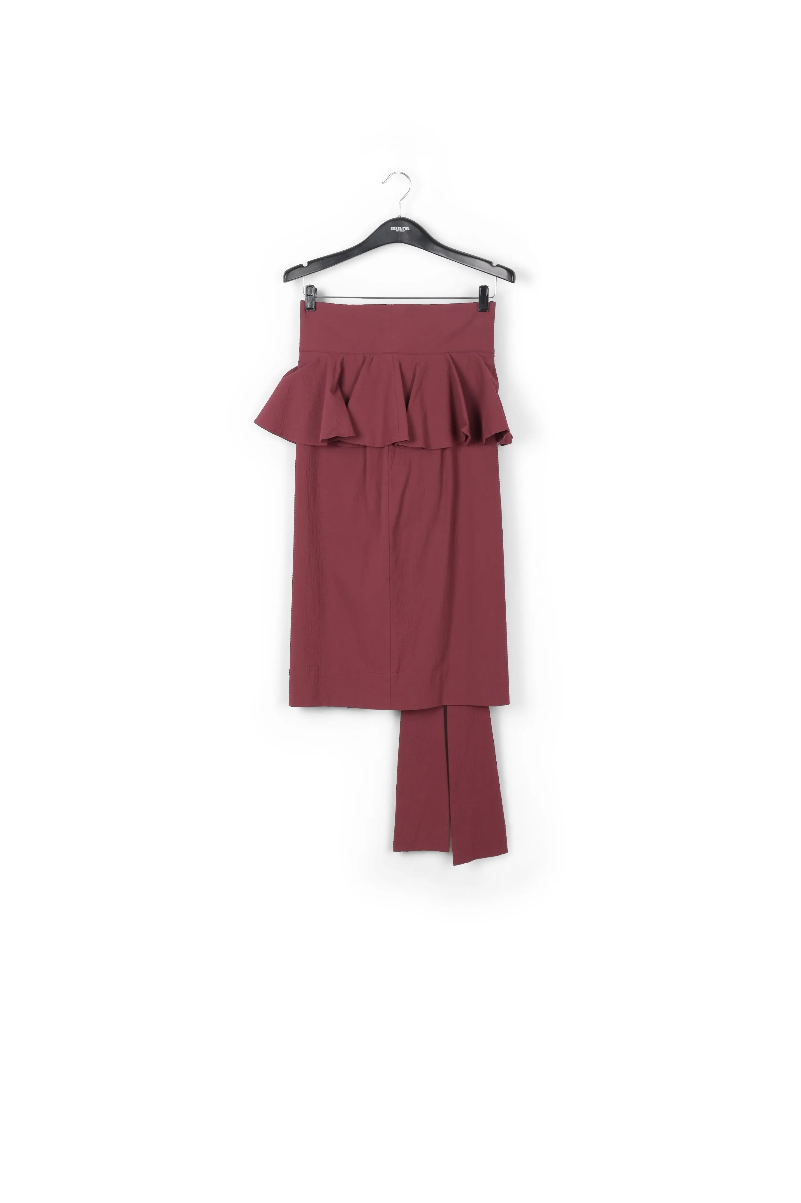 Burgundy halterneck dress with peplum