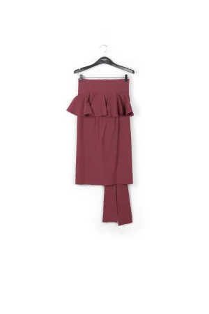 Burgundy halterneck dress with peplum