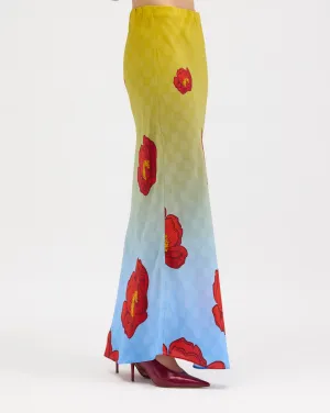 Cactus Rose Silk Chiffon Bias Maxi Skirt