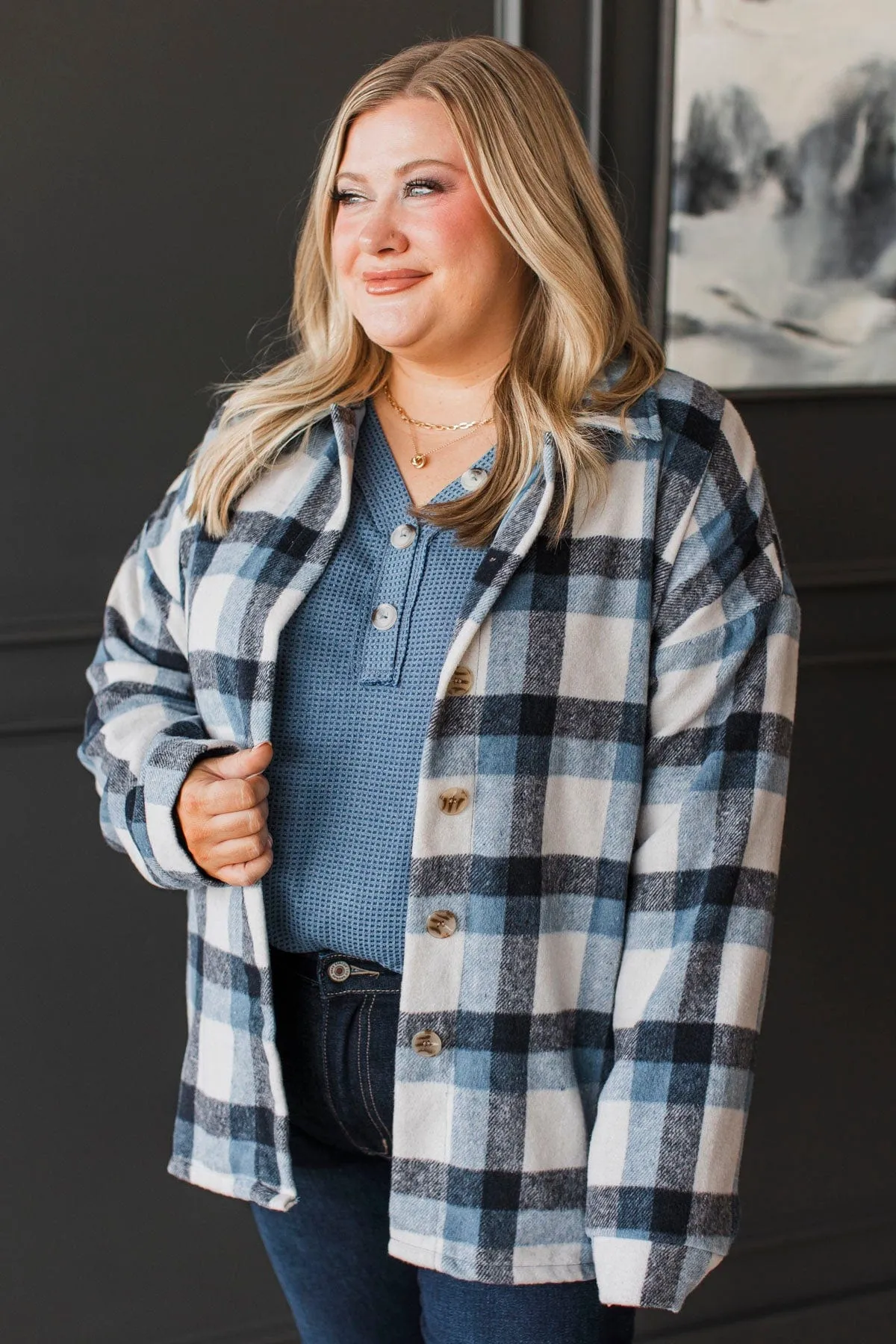 Campfire Nights Plaid Jacket- Blue
