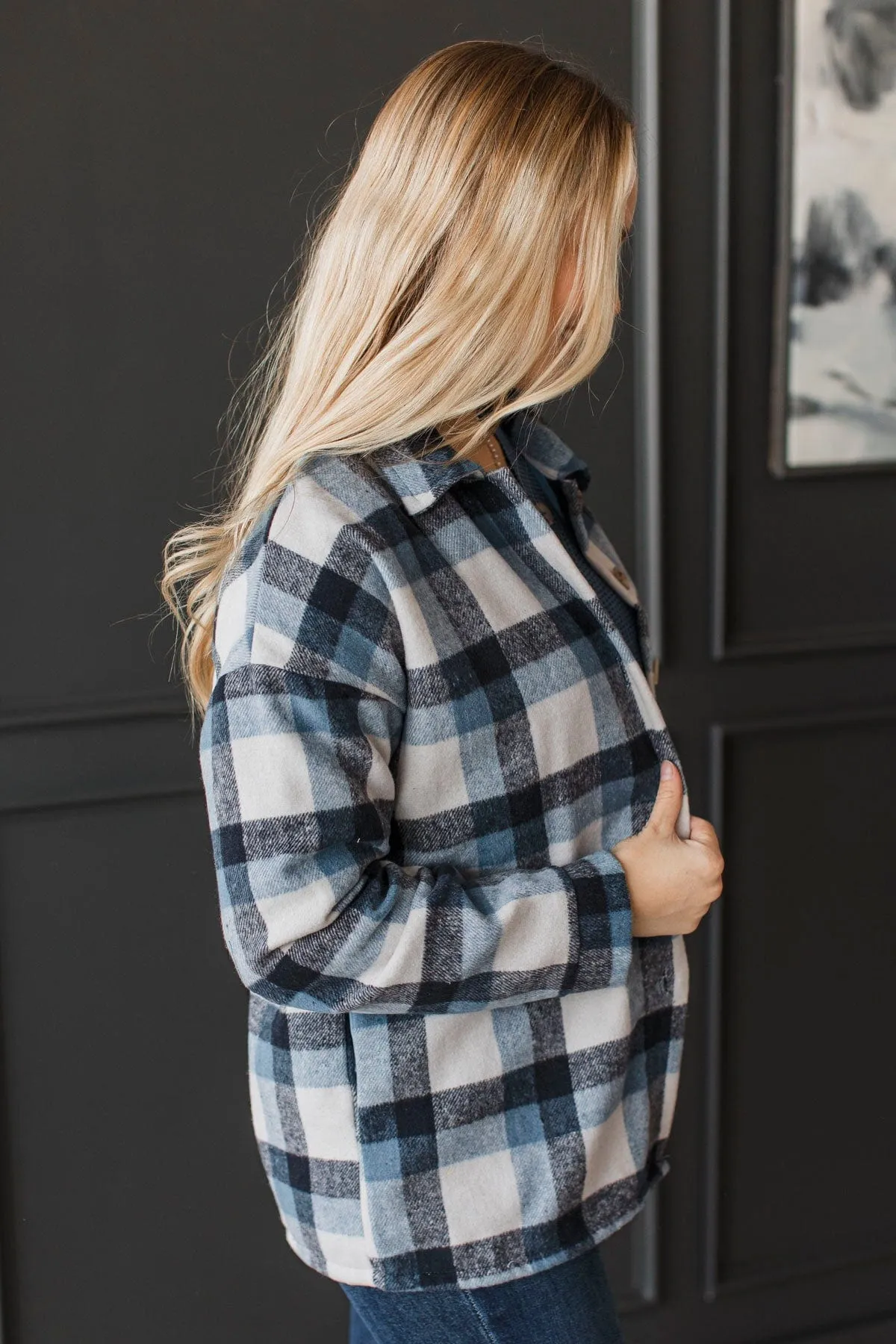 Campfire Nights Plaid Jacket- Blue