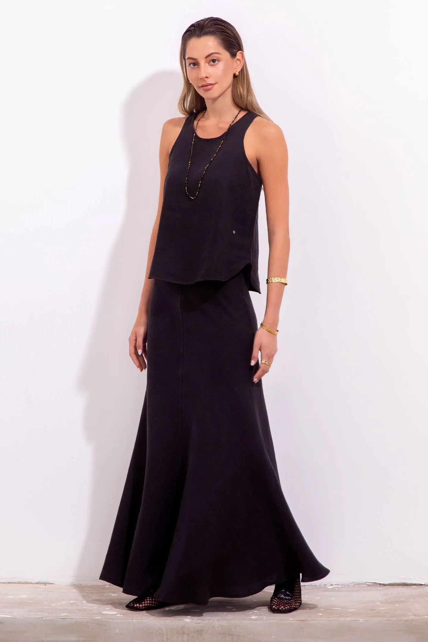 Carmen Skirt Black Linen