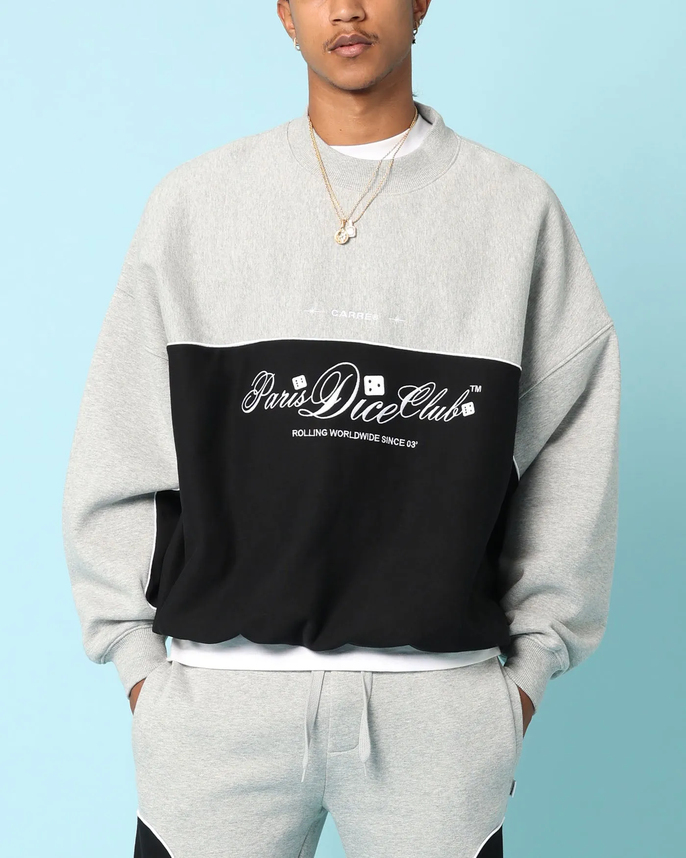 Carré Paris Dice Club Oversized Panel Crewneck Grey Marle/Black
