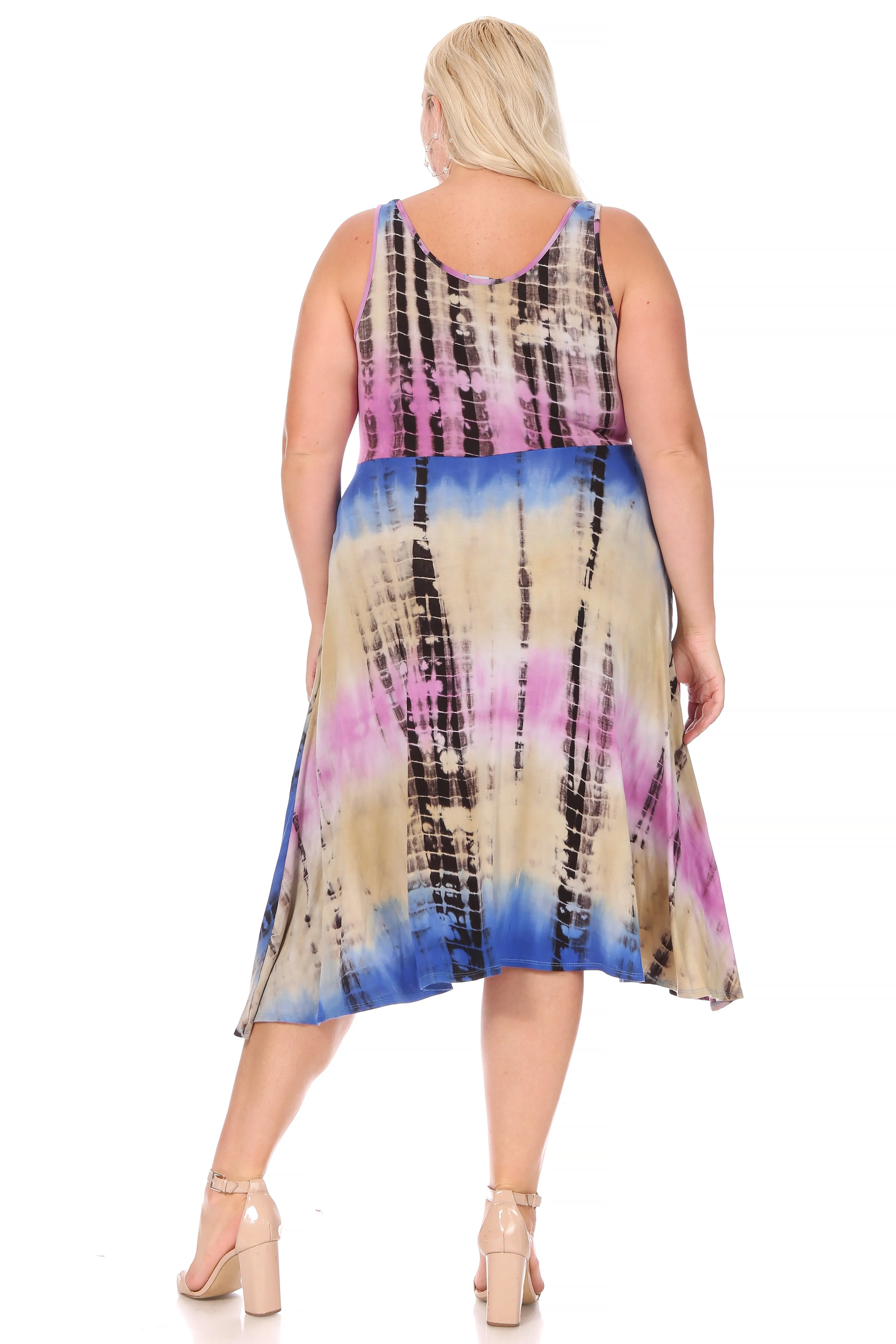 Casual Summer Dress Sleeveless Polirayon  Midi with Pockets.
