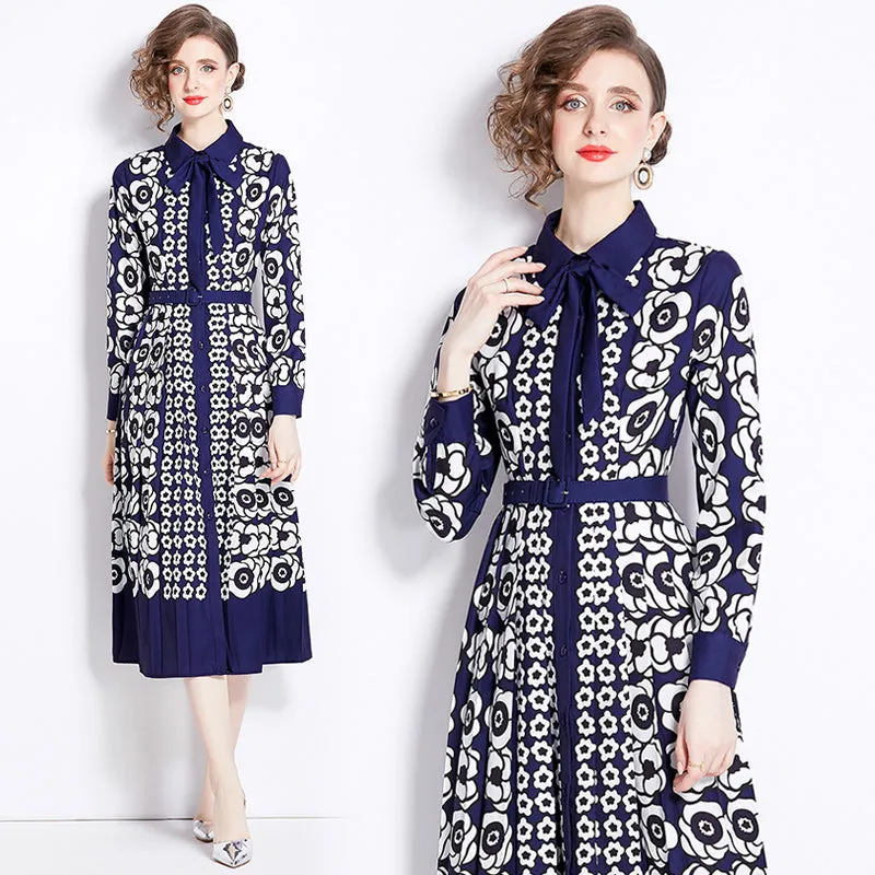CM-DY000588 Women Elegant European Style Long Sleeve Single-Breasted Dress