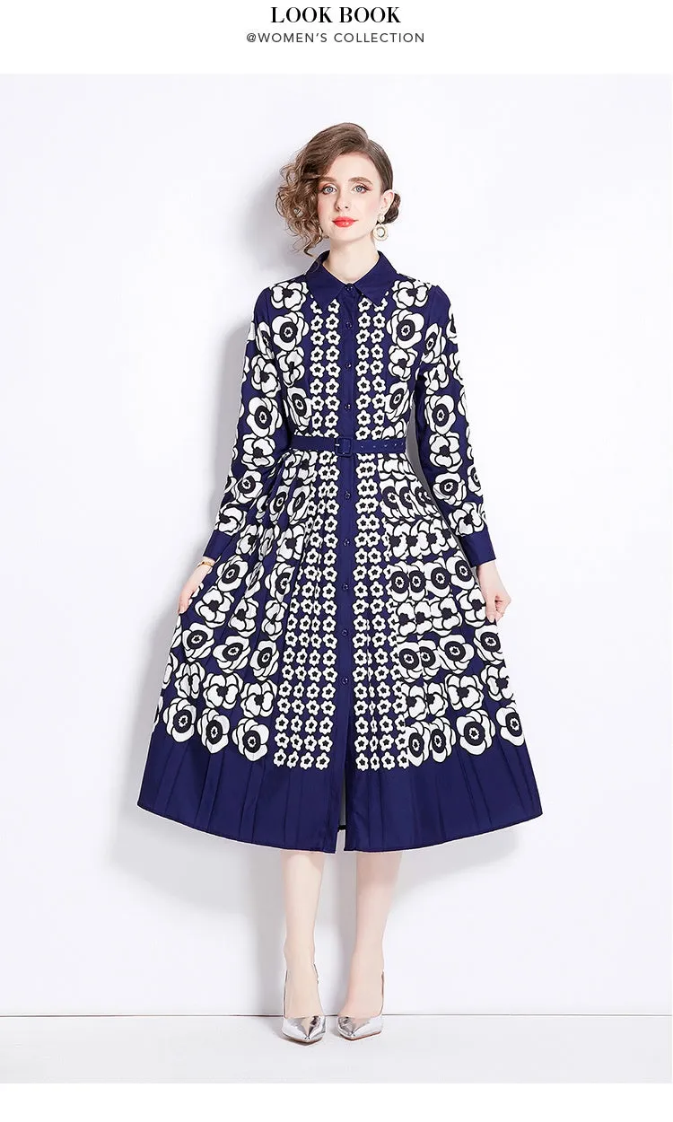 CM-DY000588 Women Elegant European Style Long Sleeve Single-Breasted Dress