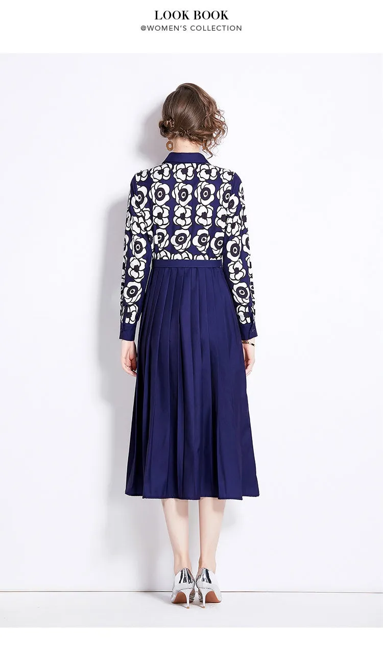 CM-DY000588 Women Elegant European Style Long Sleeve Single-Breasted Dress