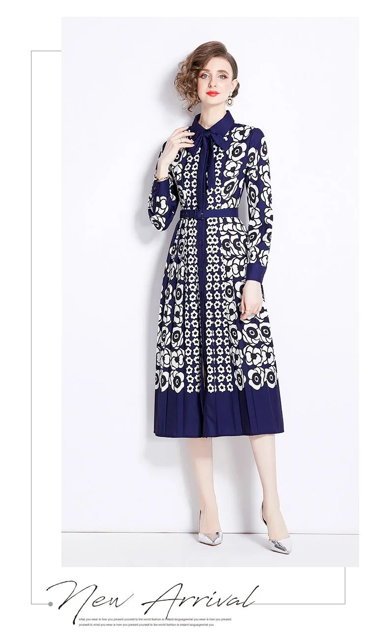 CM-DY000588 Women Elegant European Style Long Sleeve Single-Breasted Dress