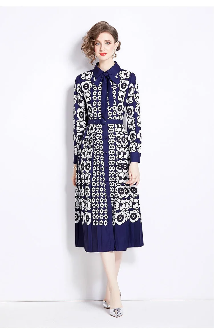 CM-DY000588 Women Elegant European Style Long Sleeve Single-Breasted Dress