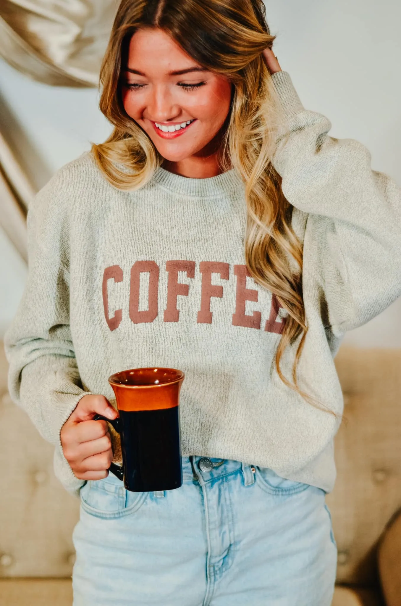 Coffee Talk Puff Knit Sweater