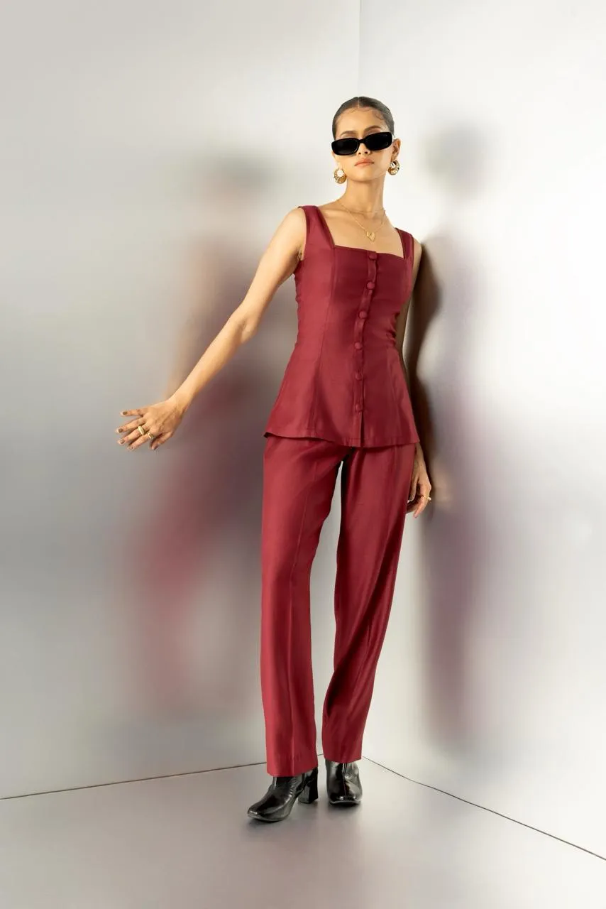 Crimson contour - burgundy tailored top