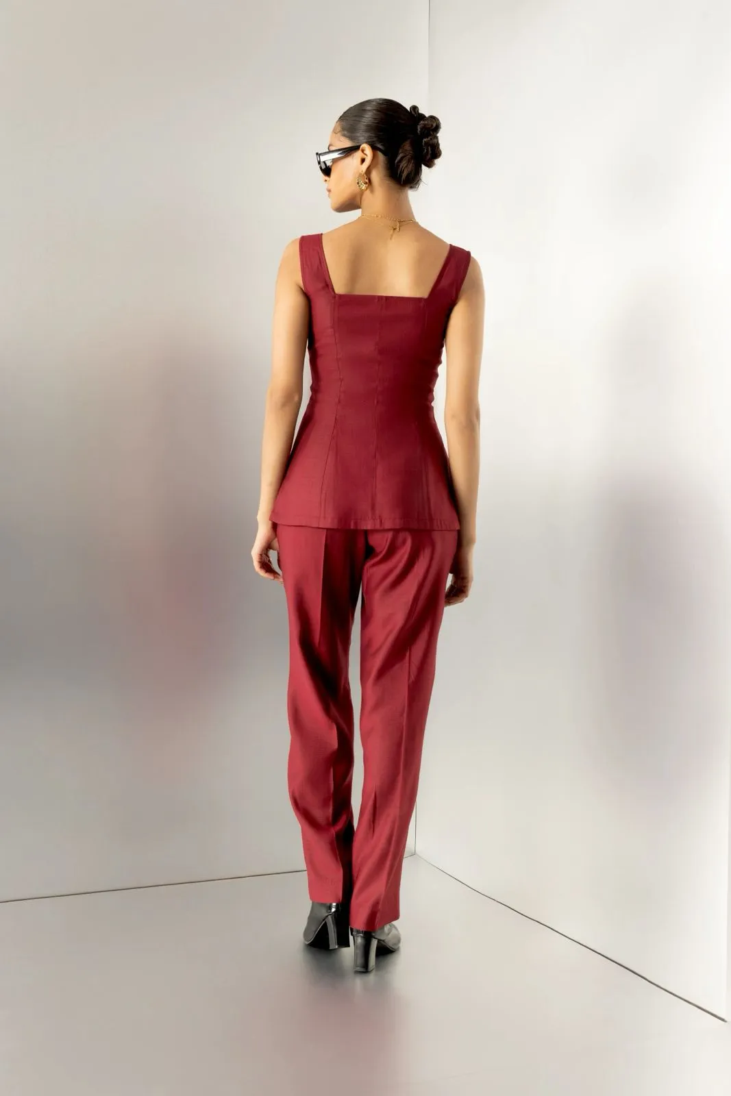 Crimson contour - burgundy tailored top