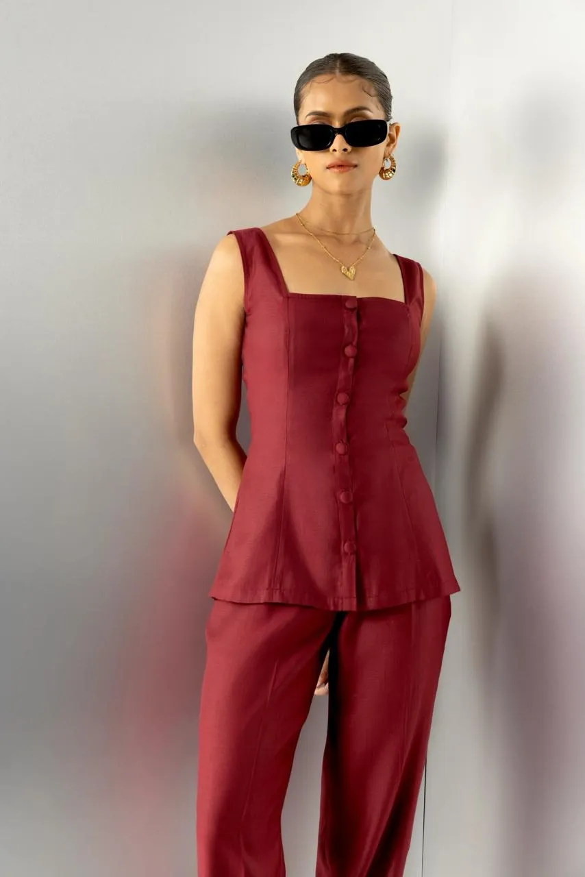 Crimson contour - burgundy tailored top