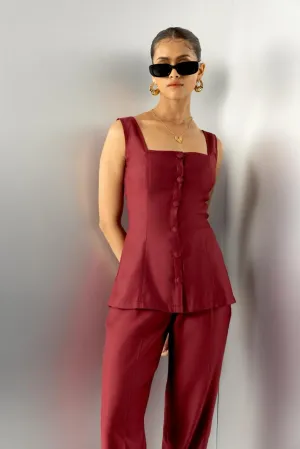 Crimson contour - burgundy tailored top