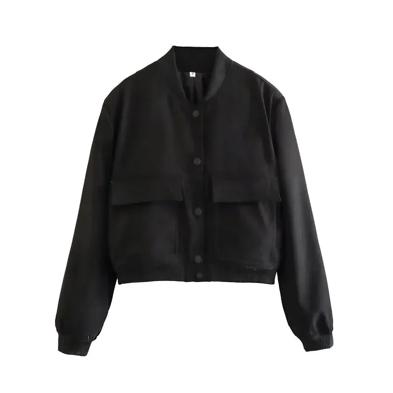 Cropped White Bomber Jacket - Casual Aviator Style