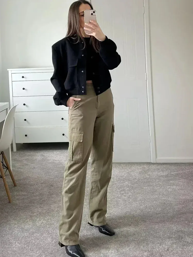 Cropped White Bomber Jacket - Casual Aviator Style
