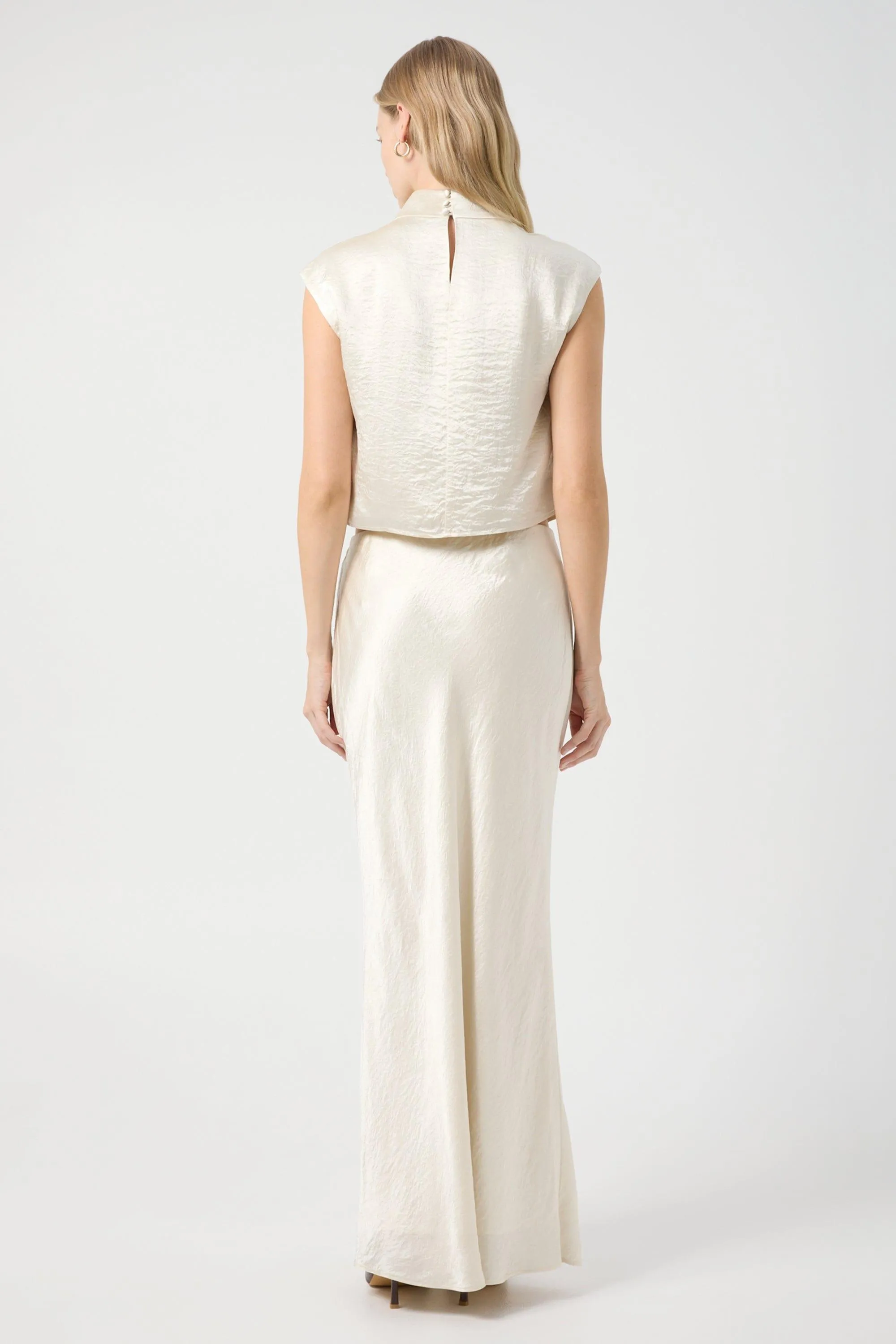 CRUSH BIAS MAXI SKIRT | CREAM