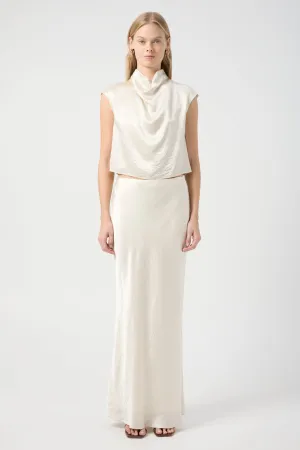 CRUSH BIAS MAXI SKIRT | CREAM