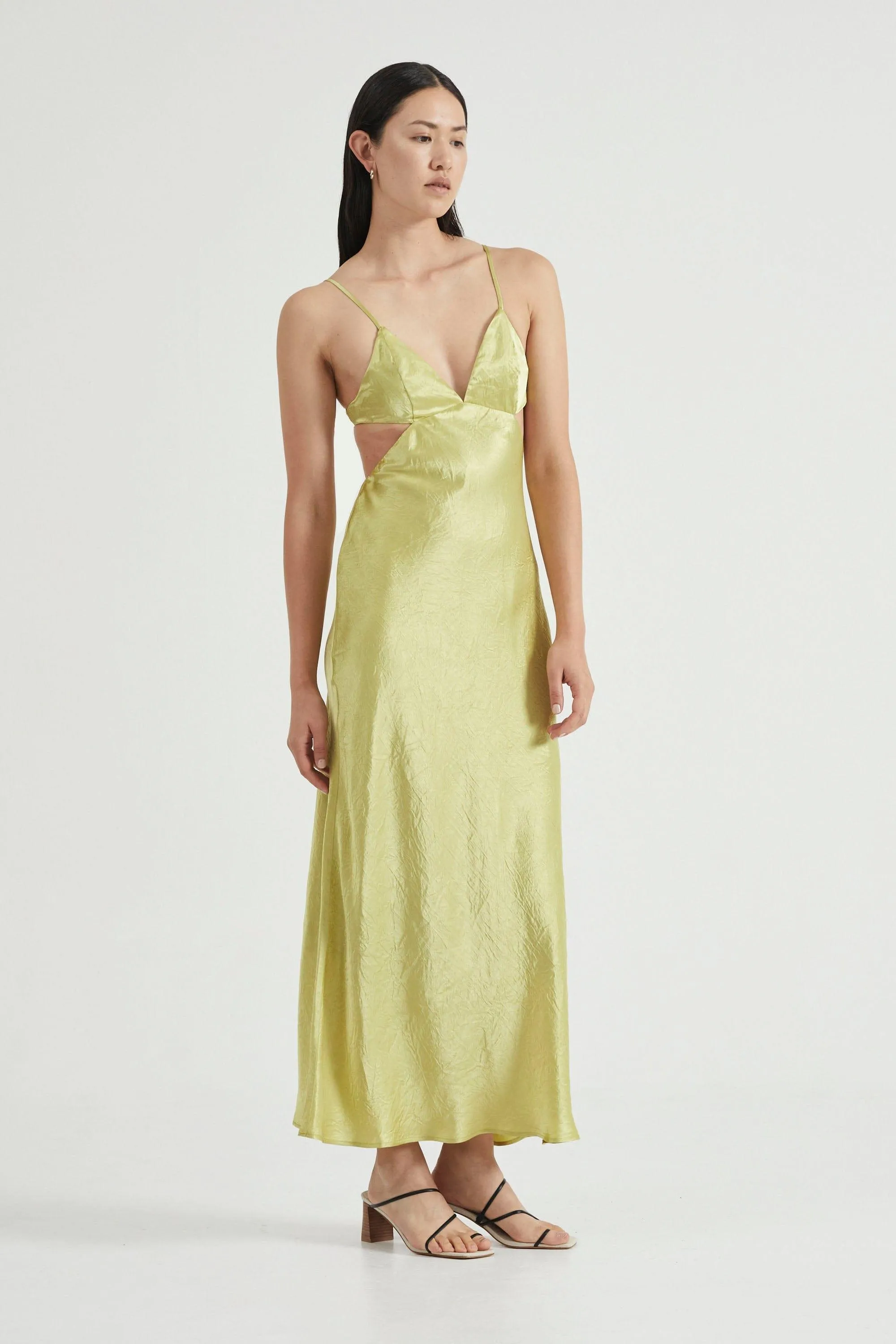 CRUSH BIAS TRI MIDI DRESS | KIWI