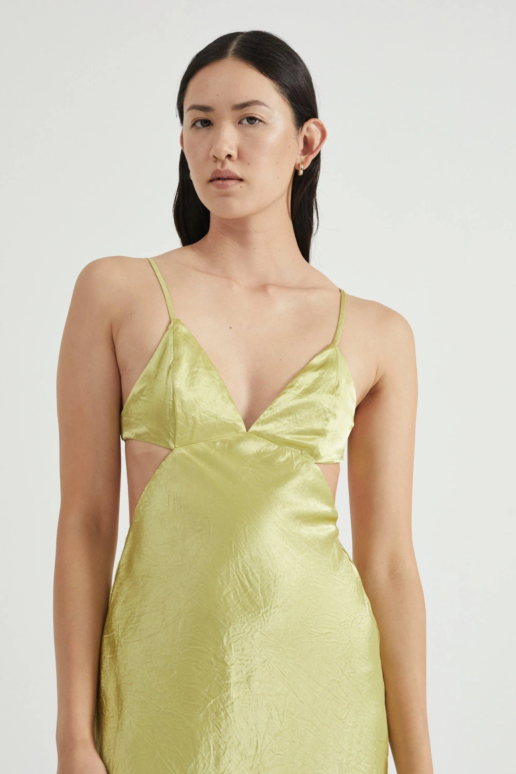 CRUSH BIAS TRI MIDI DRESS | KIWI