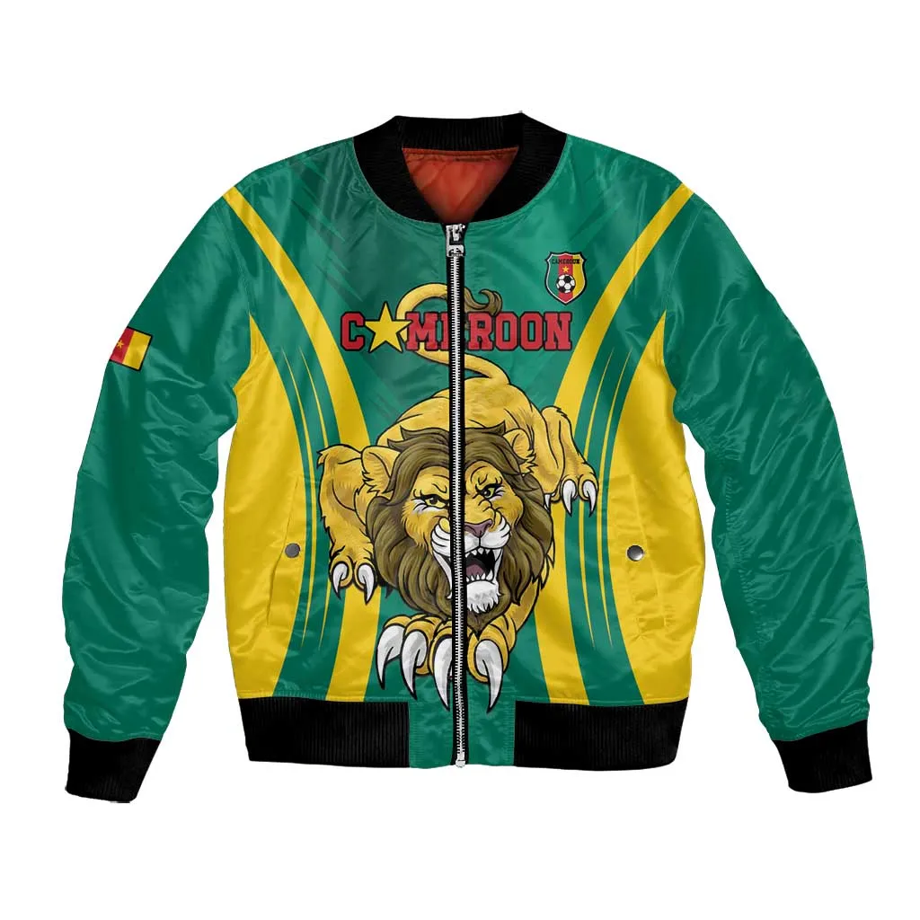 Custom Afro Cameroun Football Bomber Jacket Go Les Lions Indomptables LT15