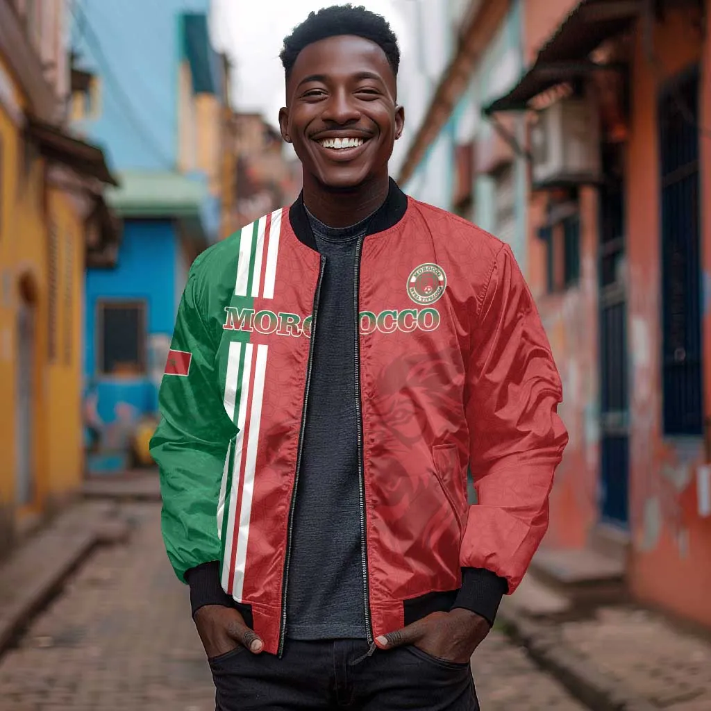 Custom Afro Morocco Football Bomber Jacket With Islamic Pattern LT15