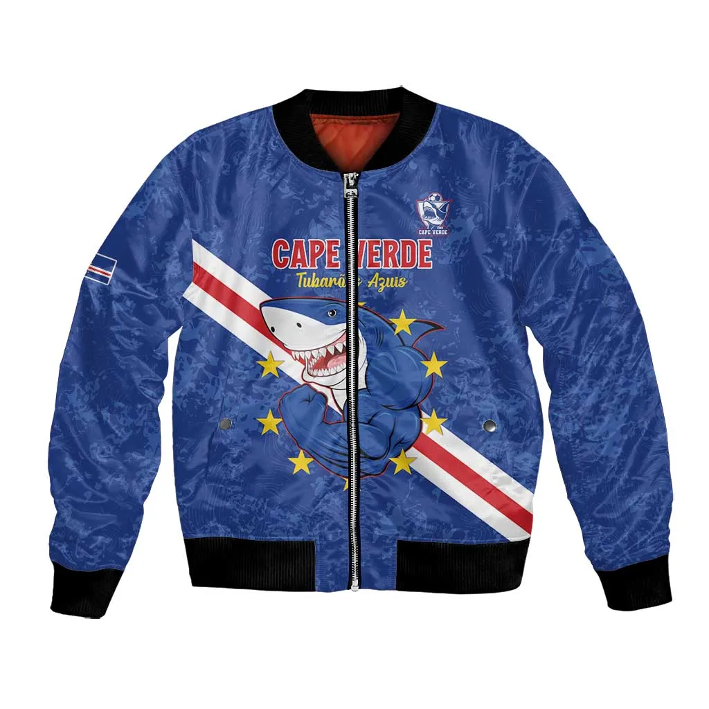 Custom Cabo Verde Football Bomber Jacket Go Tubaroes Azuis LT15