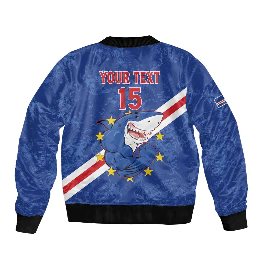 Custom Cabo Verde Football Bomber Jacket Go Tubaroes Azuis LT15