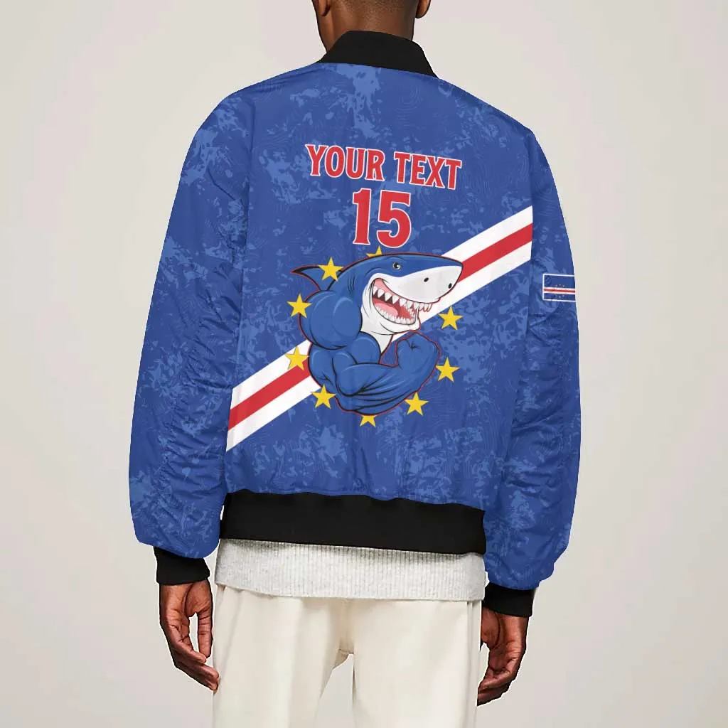 Custom Cabo Verde Football Bomber Jacket Go Tubaroes Azuis LT15