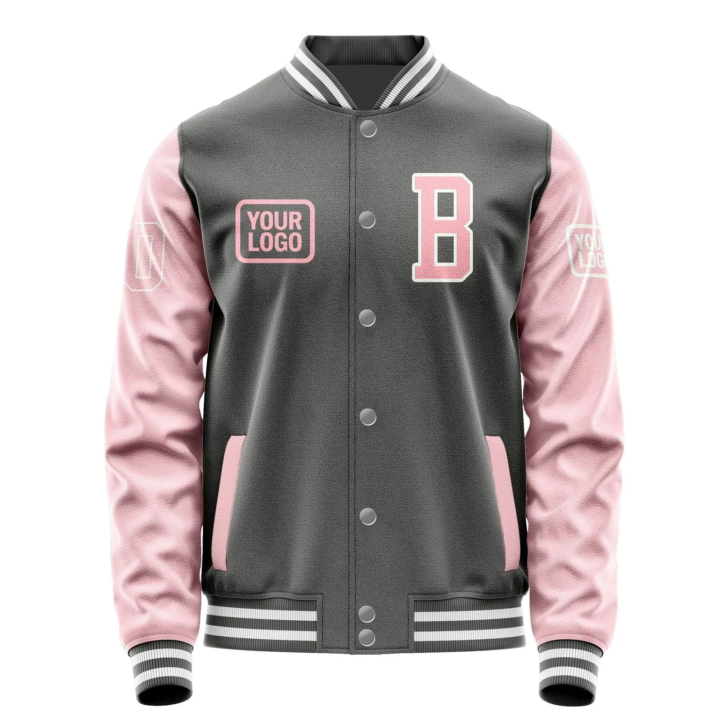 Custom Dark Grey Light Pink Jacket