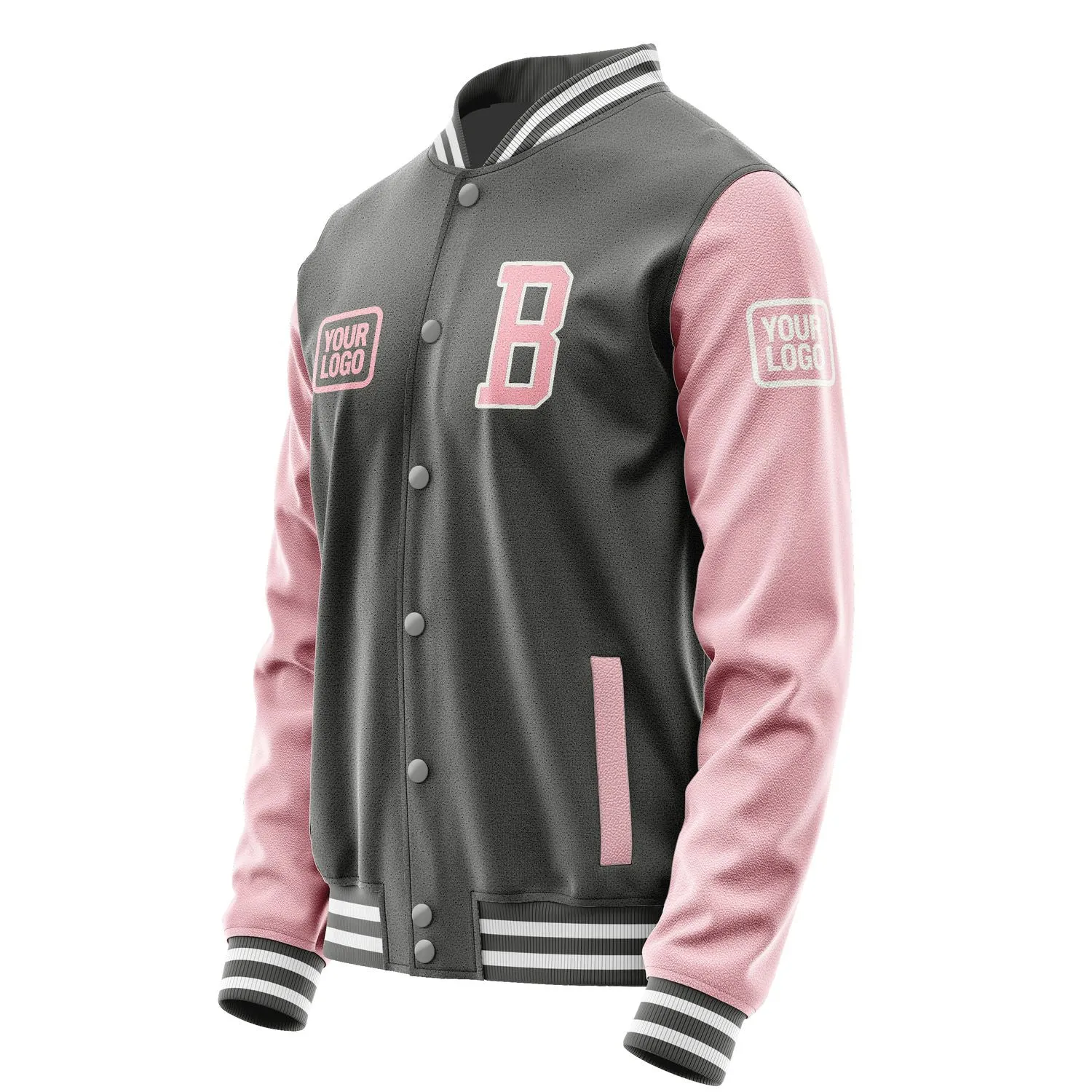 Custom Dark Grey Light Pink Jacket