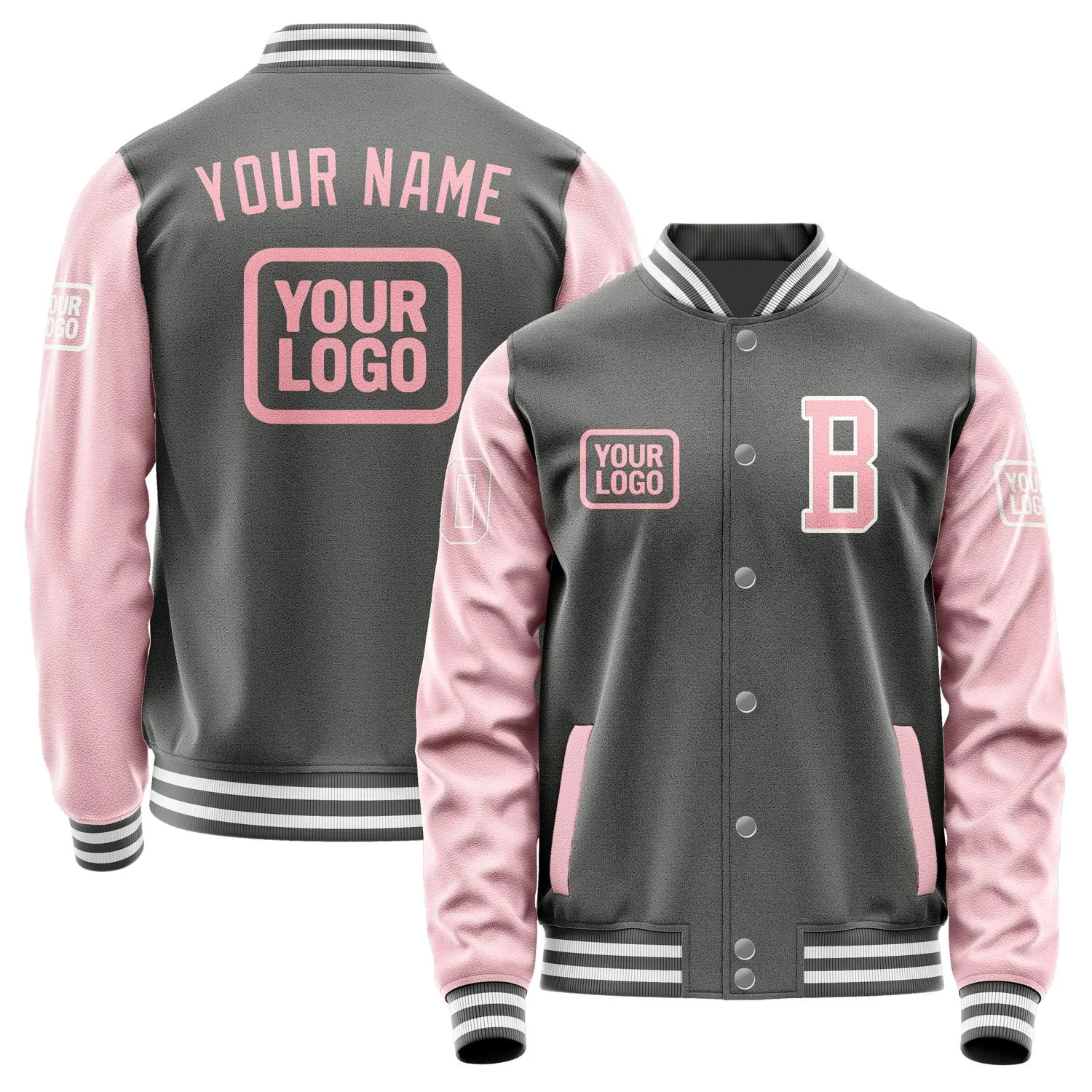 Custom Dark Grey Light Pink Jacket