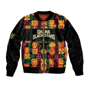 Custom Ghana Black Stars Bomber Jacket Adinkra Pattern - Football Style LT14