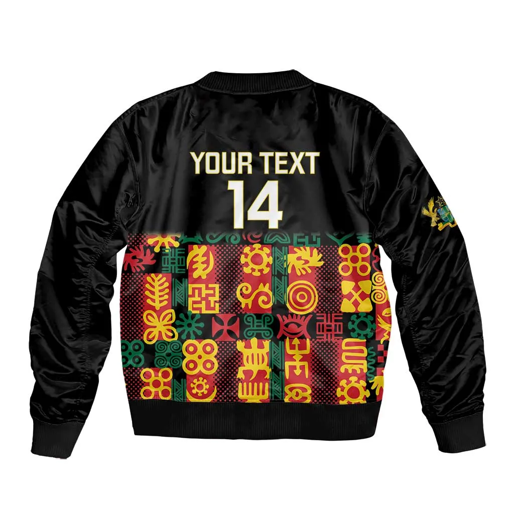 Custom Ghana Black Stars Bomber Jacket Adinkra Pattern - Football Style LT14