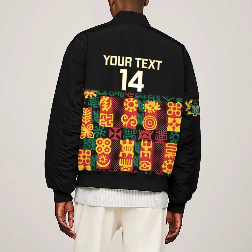 Custom Ghana Black Stars Bomber Jacket Adinkra Pattern - Football Style LT14
