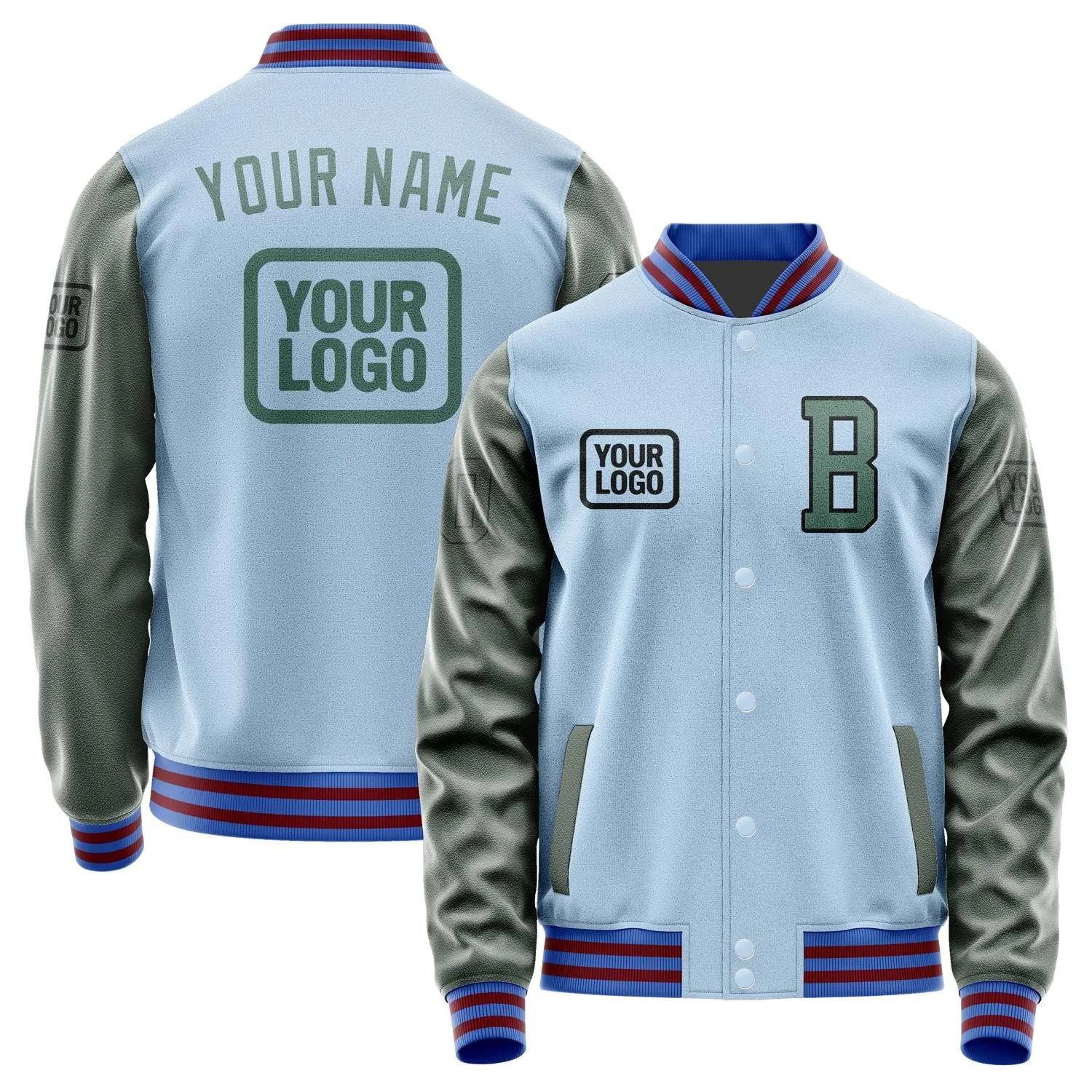 Custom Light Blue Blue Green Jacket