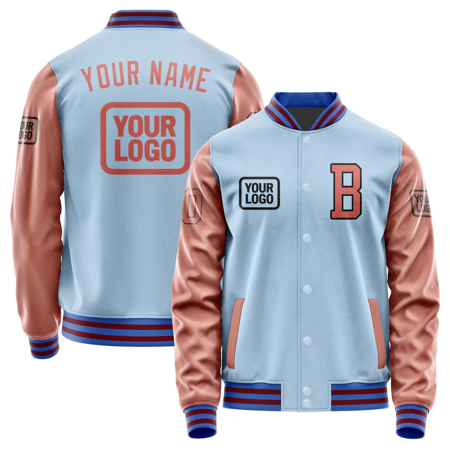 Custom Light Blue Copper Rose Jacket