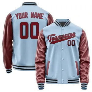 Custom Light Blue Crimson Red Jacket