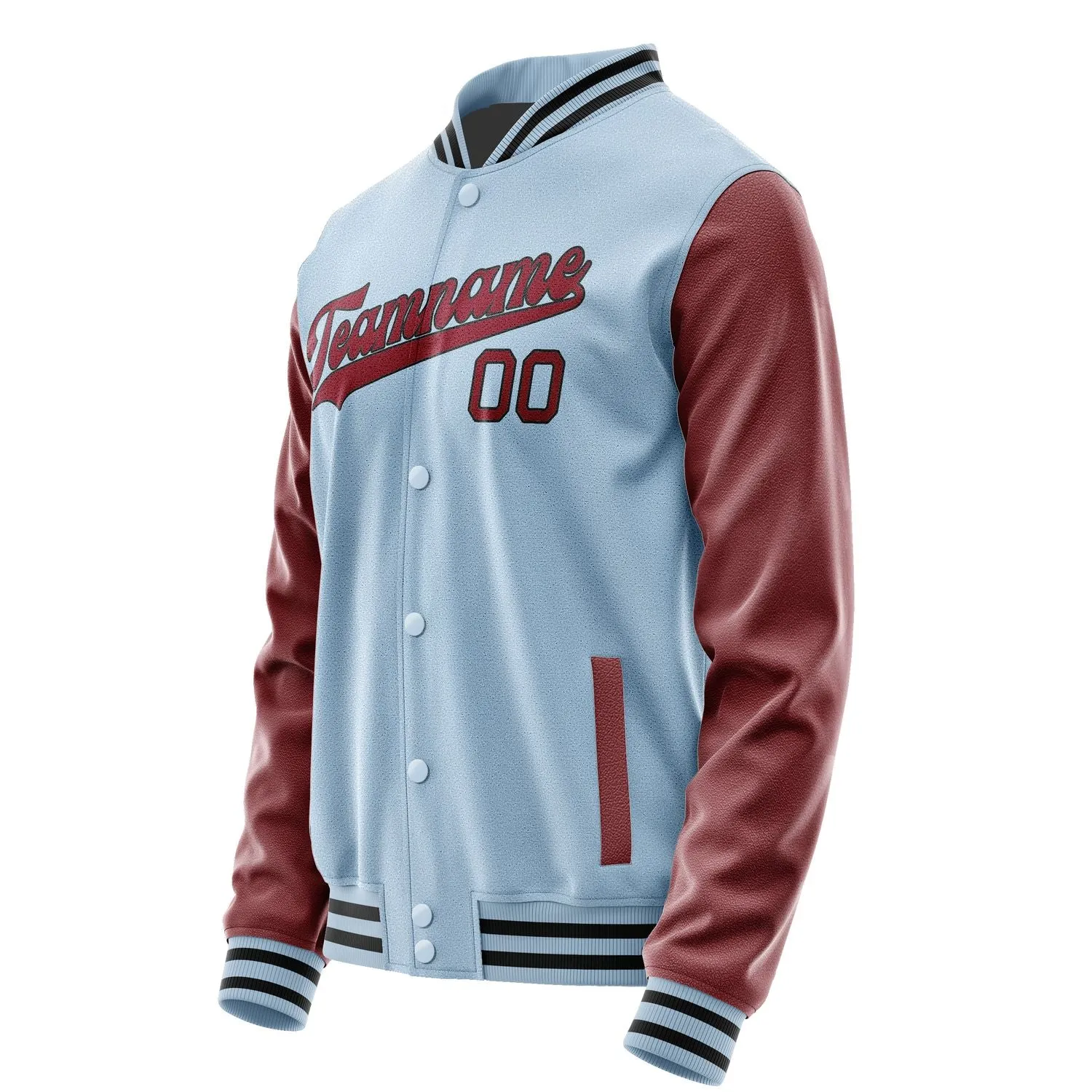 Custom Light Blue Crimson Red Jacket