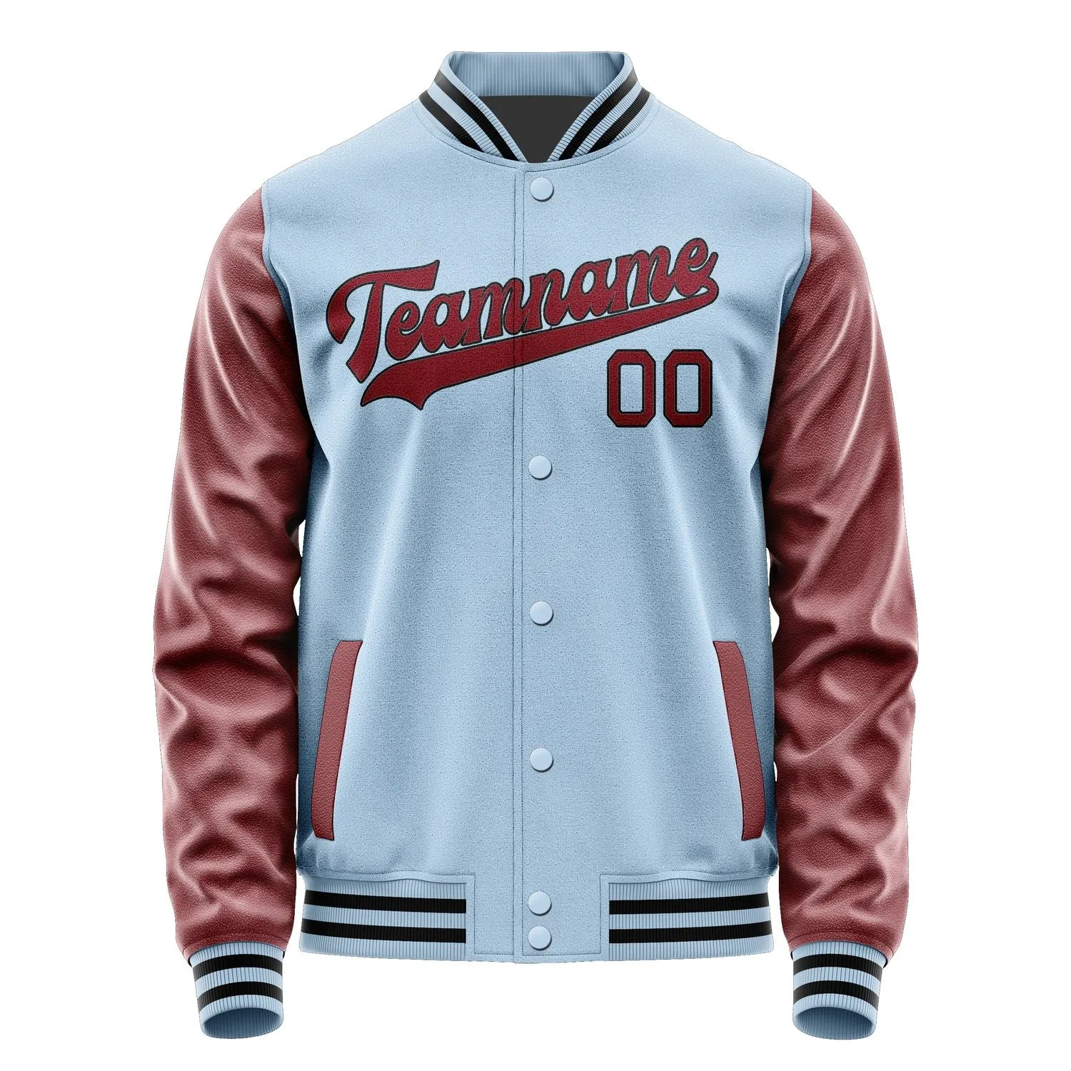 Custom Light Blue Crimson Red Jacket