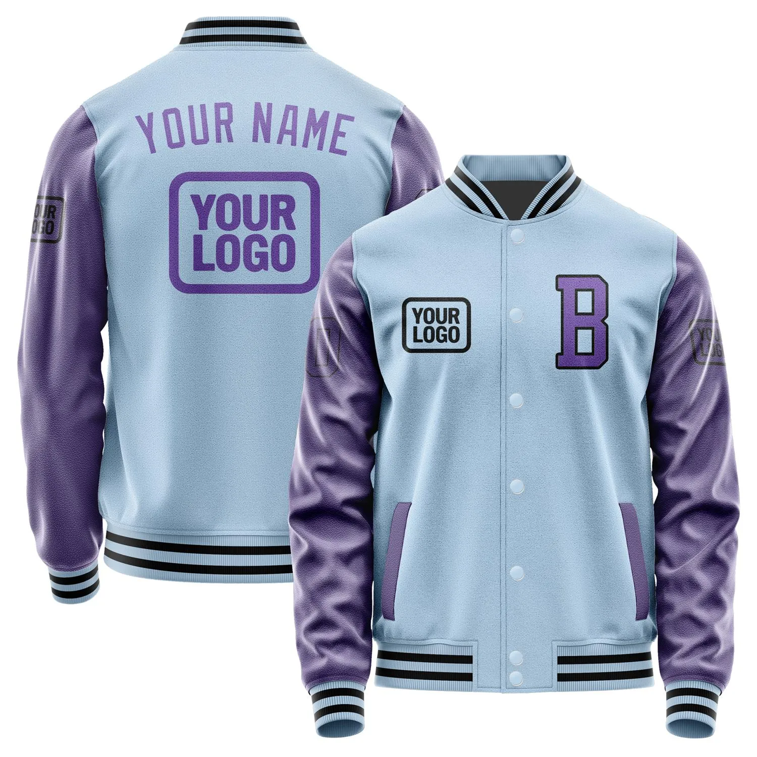 Custom Light Blue Light Purple Jacket