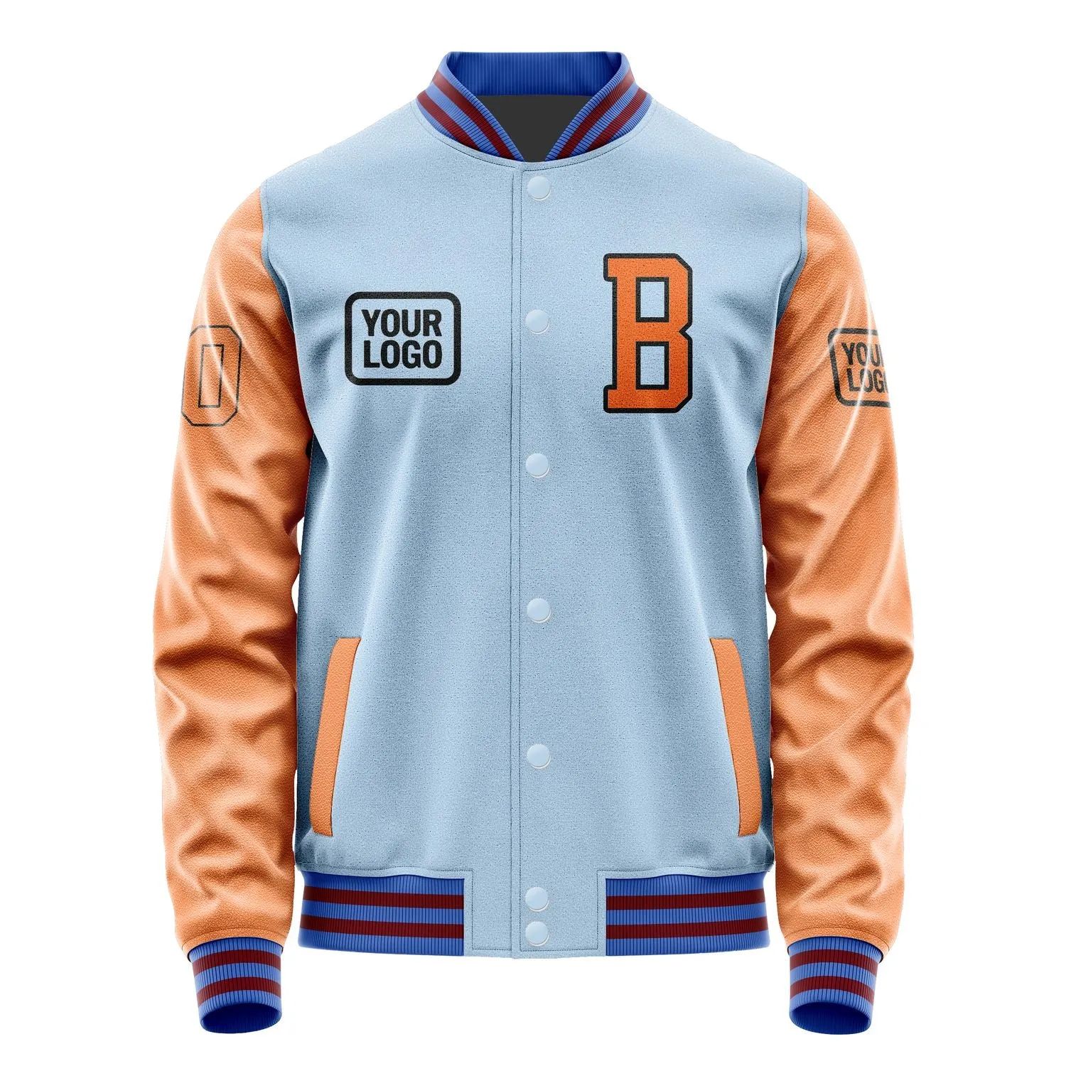 Custom Light Blue Orange Jacket