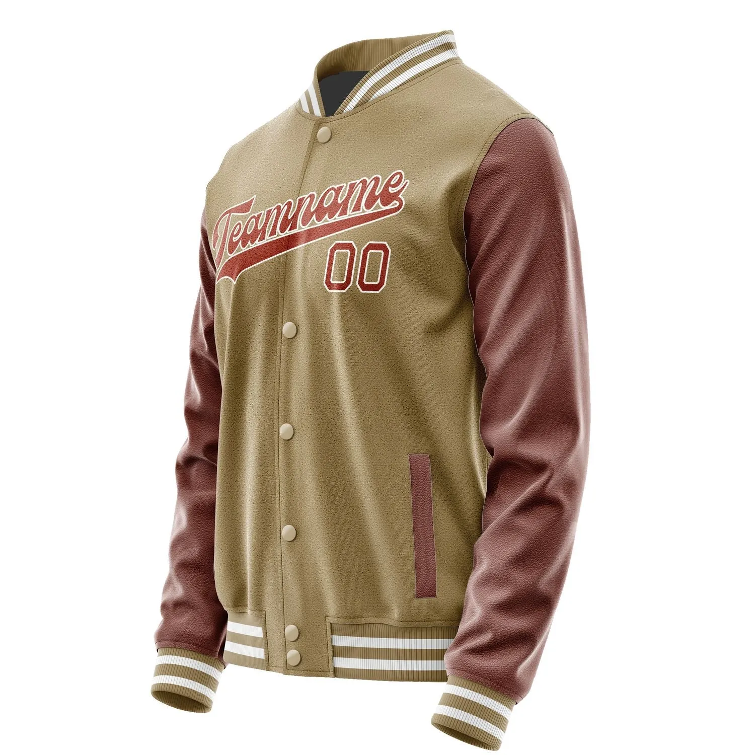 Custom Light Khaki Coral Red Jacket
