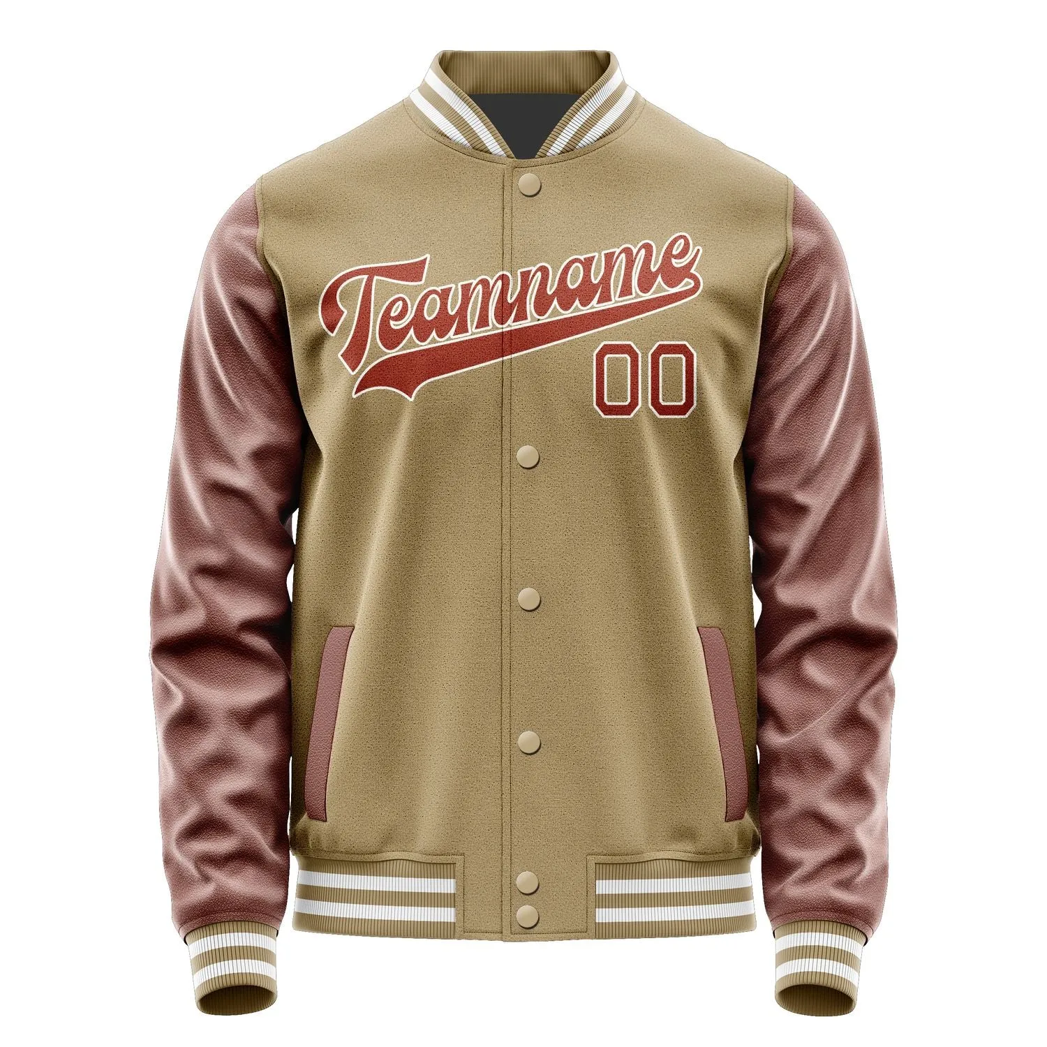 Custom Light Khaki Coral Red Jacket