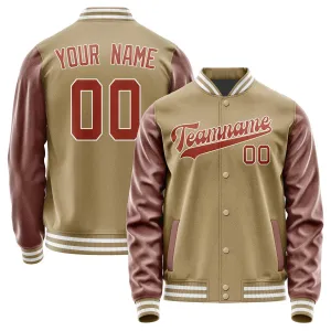 Custom Light Khaki Coral Red Jacket