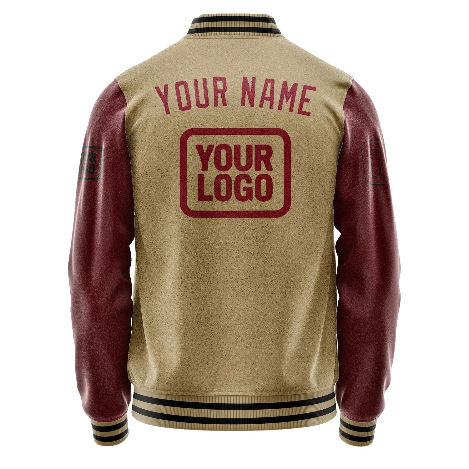 Custom Light Khaki Crimson Red Jacket